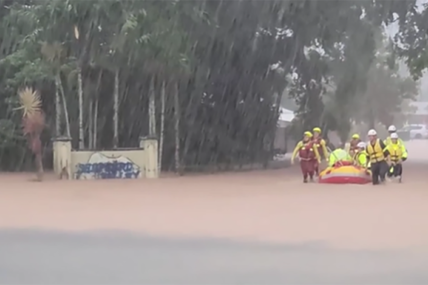 Firies rescue residents of Shepherd Valley retirement home at Mossman in heavy rain. Picture: QFES