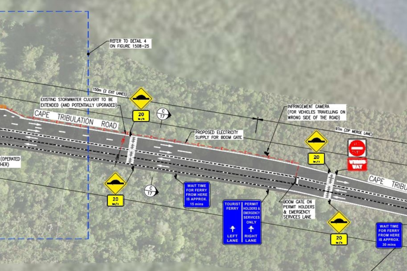 A design plan of the riverside works for the new Daintree River ferry. Picture: Douglas Shire Council