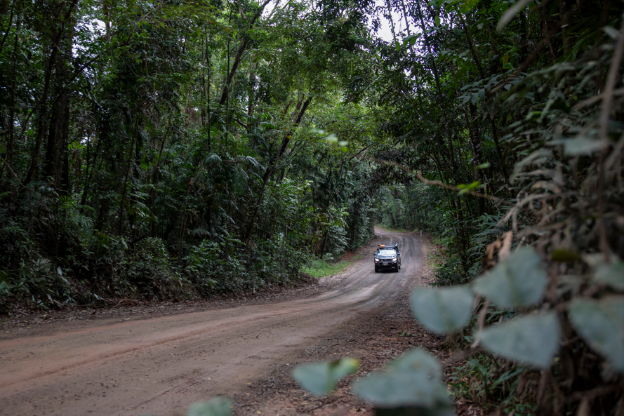 A 4WD on the Cape Tribulation-Bloomfield Rd. The Shire council has applied for works funding to concrete and tarseal sections of the road. Picture: Tourism Tropical North Queensland