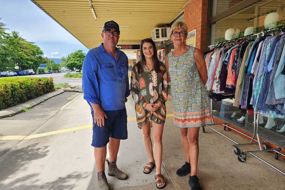 Paul McMahon of Mossman Hotel (left), Simone Bohm of Western Road Clothing and Tack and Sharon Beechey of Beechwoods Café want more police on the streets of Mossman. Picture: Gary ‘Gazza’ McIlroy