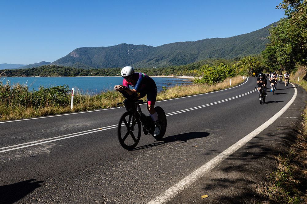 Ironman Cairns riders head up the Captain Cook Highway to turn around at Craiglie, just before Port Douglas. Picture: Korupt Vision