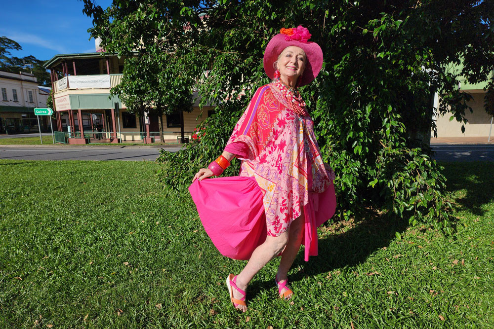 Jeanie Haydock is selling her colourful garments for a good cause. Picture: Gary ‘Gazza’ McIlroy