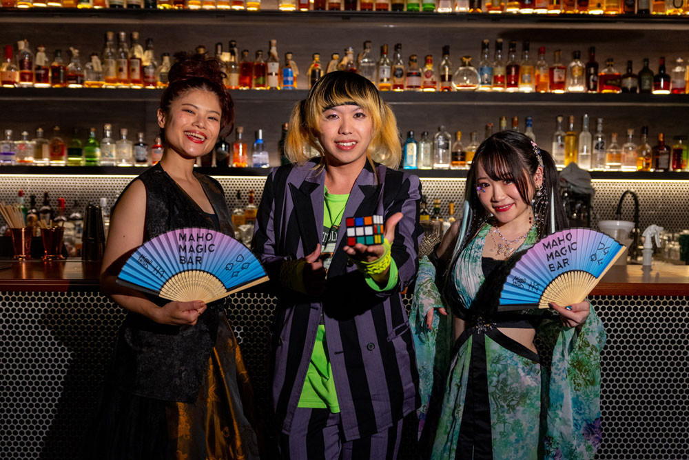 Sawaka Minaguchi, E.O. Lee and Kaori Kirazawa are just three of hosts of the Maho Magic Bar at Dixie Park, Port Douglas. Picture: Supplied