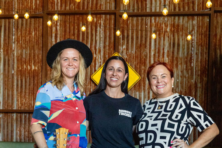 Tessa Devine, Jessica Sowden and Cr Kristy Vallely are looking forward to Stratford Sounds on Saturday, July 5. Picture: Supplied