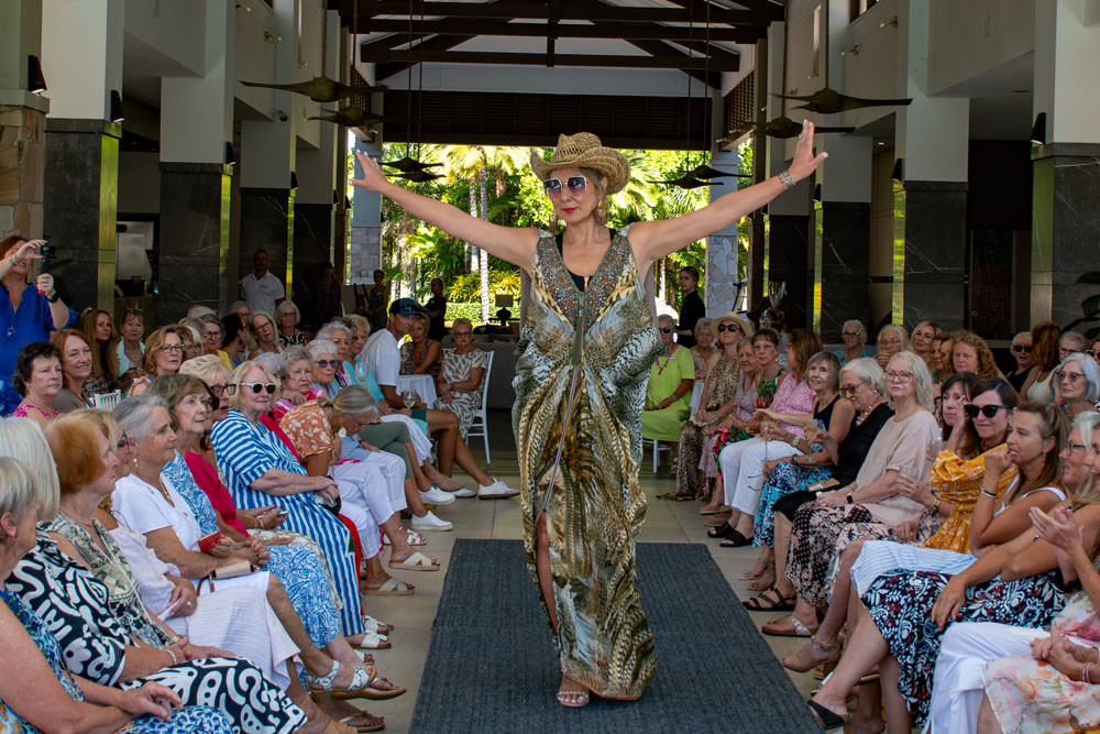 Rosie Wang epitomised tropical style at NicNak Shed’s annual fashion parade. Pictures: Supplied