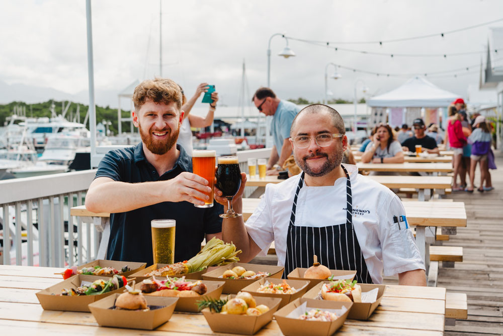 Venue manager Ali O’Neil and chef Karel Polo encouraged people to come and enjoy brews, blues and barbecues. Picture: Supplied