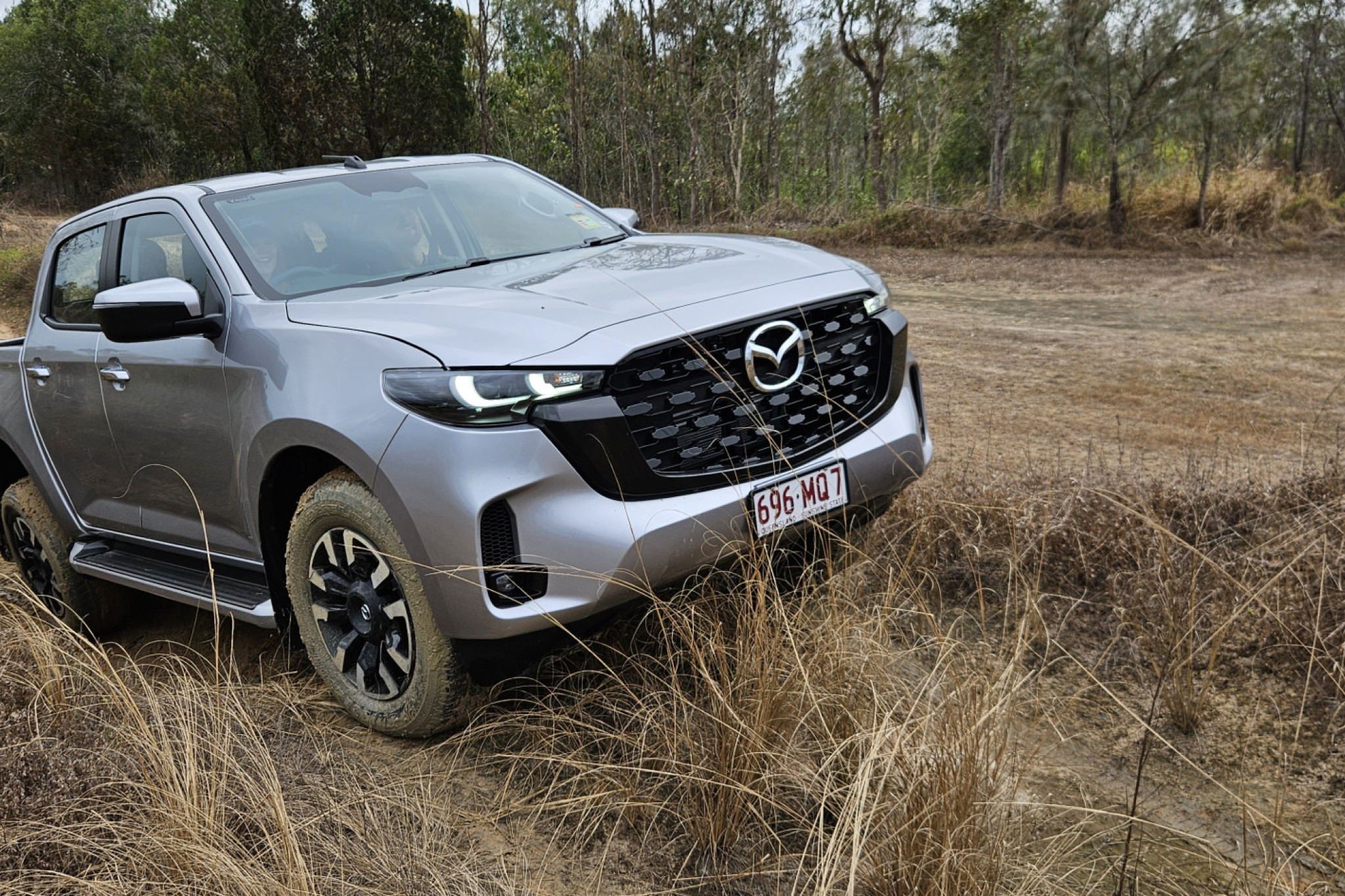 A Mazda BT-50 GT ute gets put to the test at the Low 4 Off-road 4WD Training ground near Mareeba. Pictures: Nick Dalton