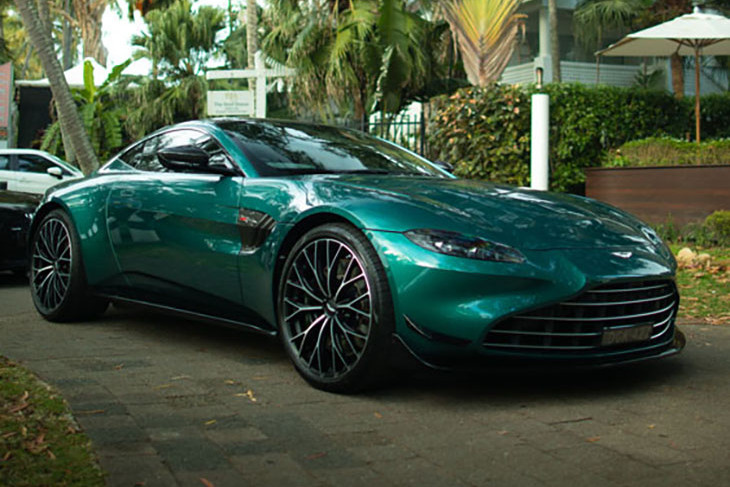 A $350,000 Aston Martin Vantage F1 is one of the supercars at The Reef House Adults Retreat that guests can drive. Pictures: Supplied