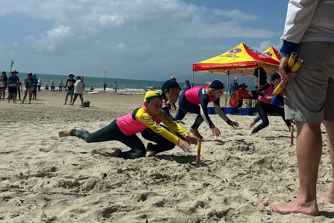 Nippers hit the sand during the surf lifesaving champs at Four Mile Beach. Picture: Supplied