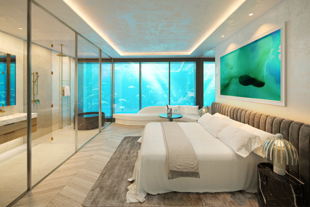 An artist’s impression of one of the underwater rooms at The Davidson by Gurner resort. Picture: Gurner Group