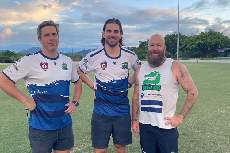 Coach Nick Salter (left), new recruit Tom Cantwell and coach Shannon Gleeson. Picture: Jake Black