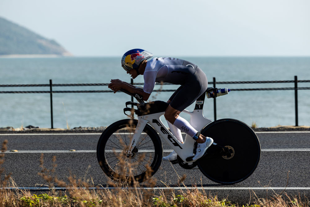 An Ironman rider on the Cook HIghway. Picture: Supplied