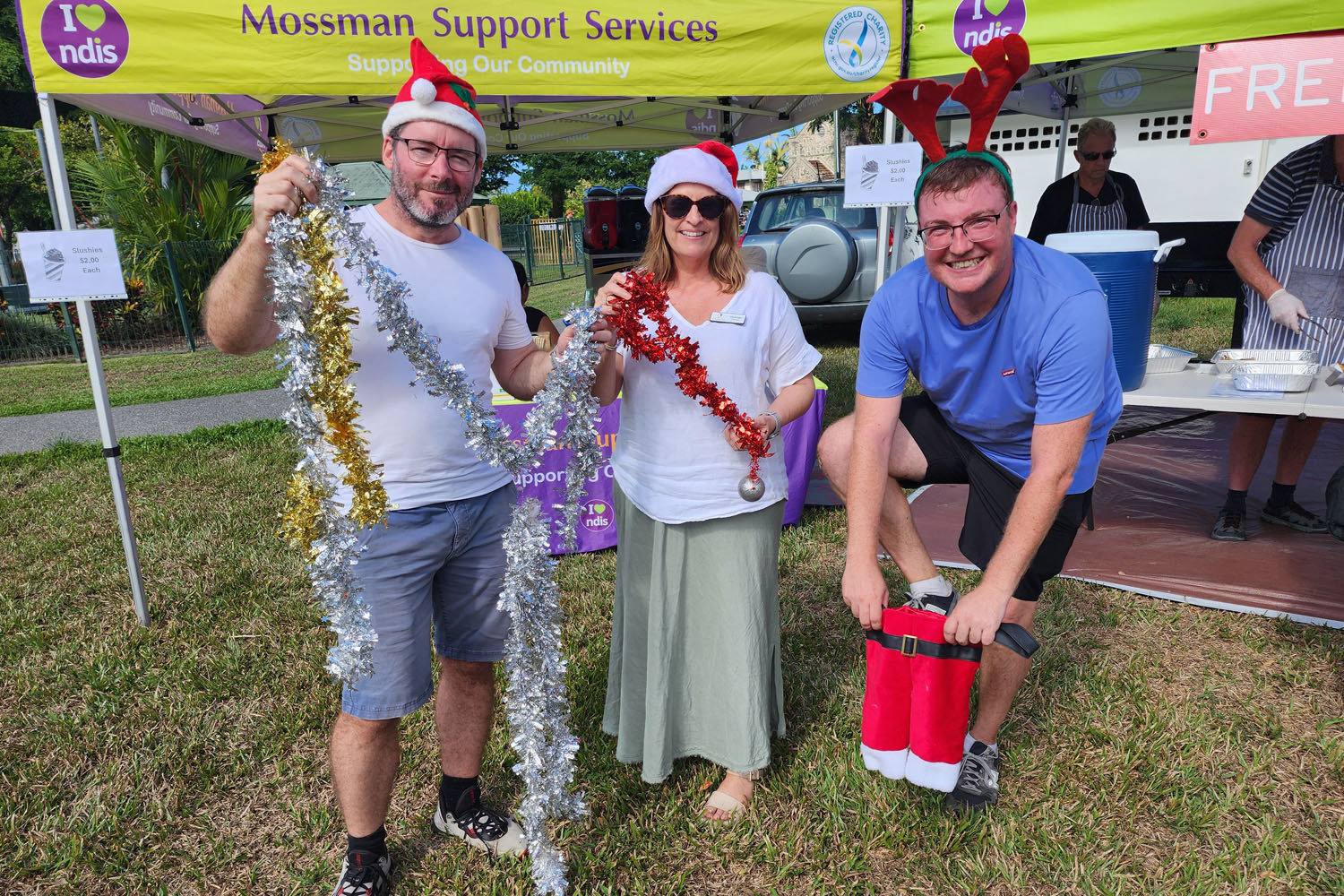 Getting ready for Christmas (from left) Daniel Brinklow, Heather Taylor, Brody Andrews. Picture: Gary ‘Gazza’ McIlroy