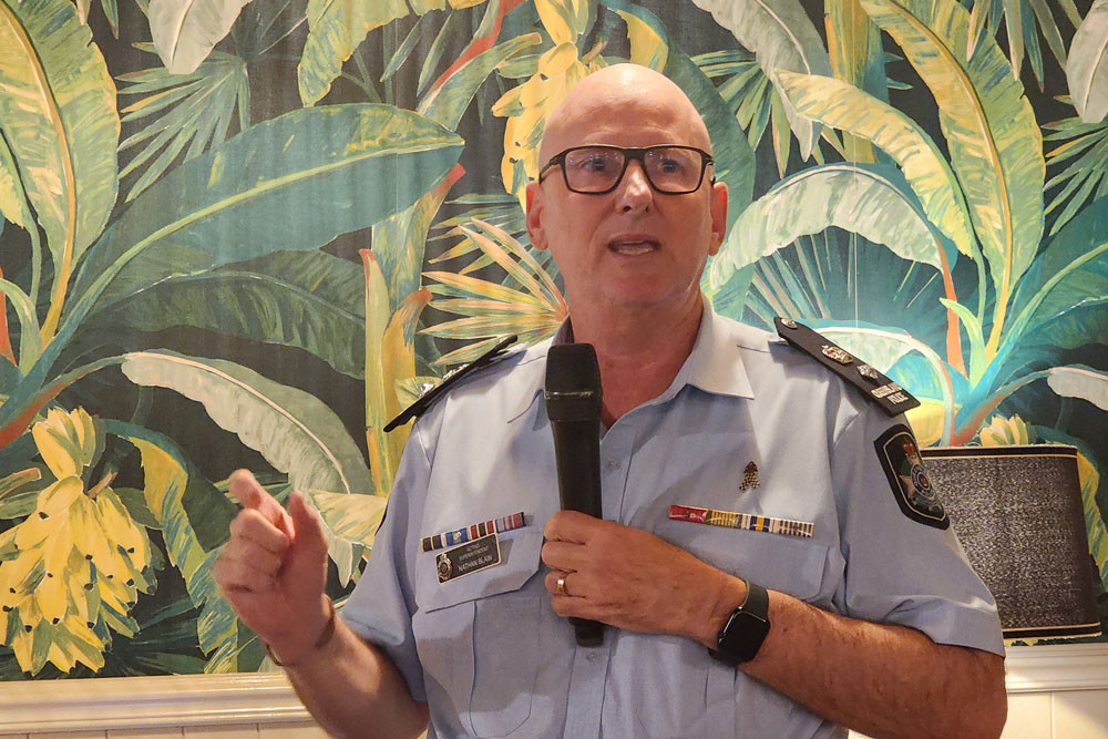 Acting Superintendent Nathan Blain told a crime meeting that police were rostered for busy times in Mossman. Picture: Gary ‘Gazza’ McIlroy