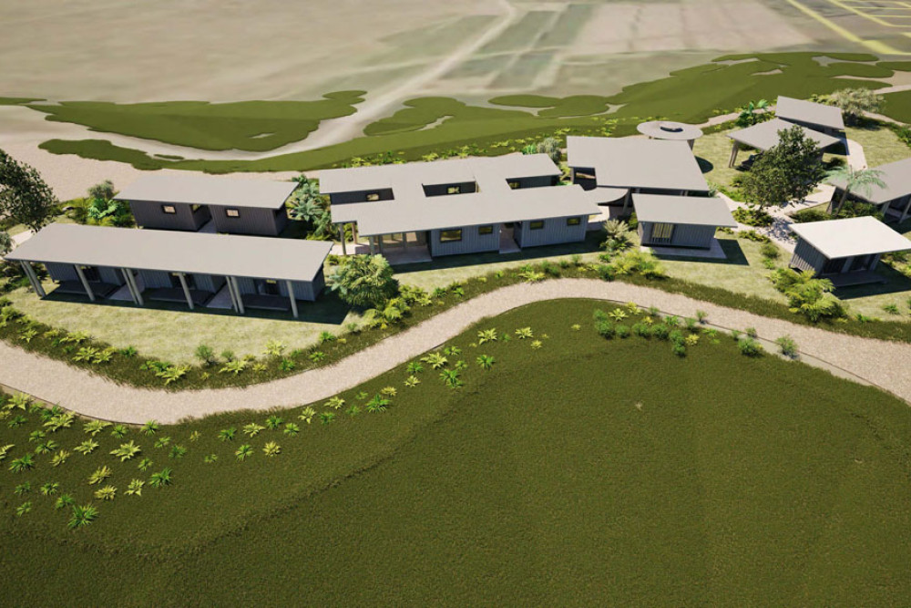 An artist’s impression of the aerial view of the proposed training centre from the south east in the Daintree. Picture: Hunt Design