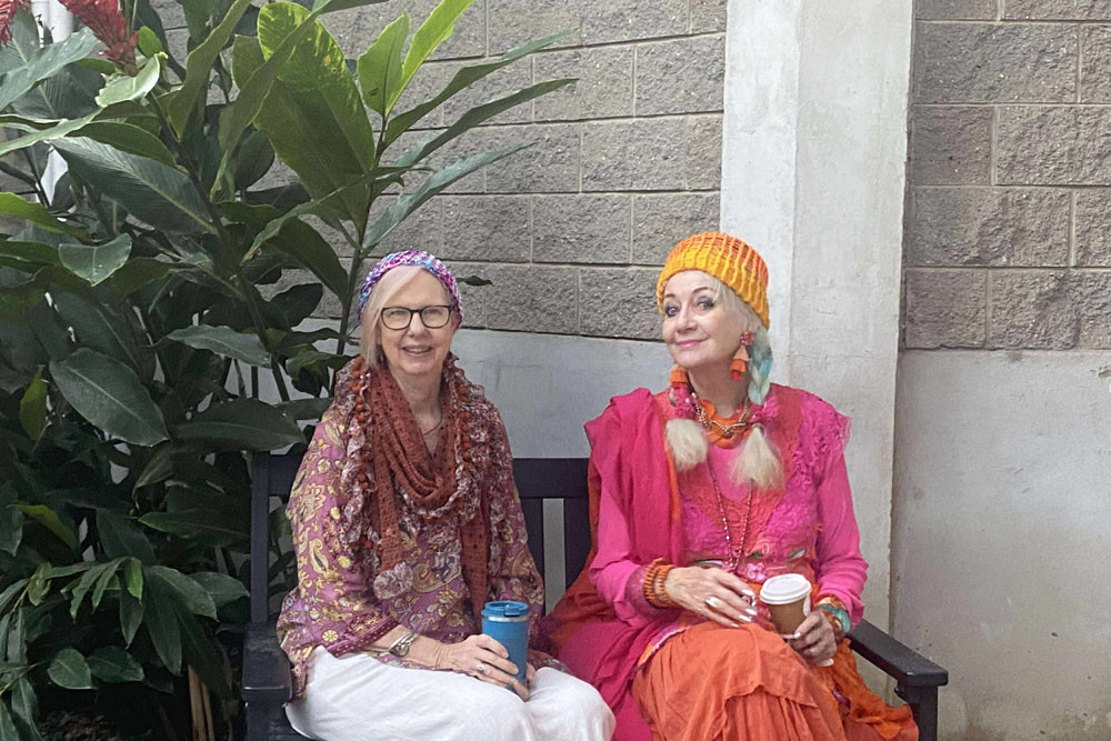 Jancy-Leigh Marrinon and Jeanie Haydon don their beanies with a hot chocolate. Picture: Supplied