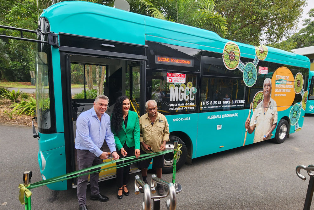 Mossman Gorge CEO Matt Cameron-Smith (left), APAC manager Telma Cordeiro and Mossman Elder Roy Gibson. Picture: Gary ‘Gazza’ McIlroy
