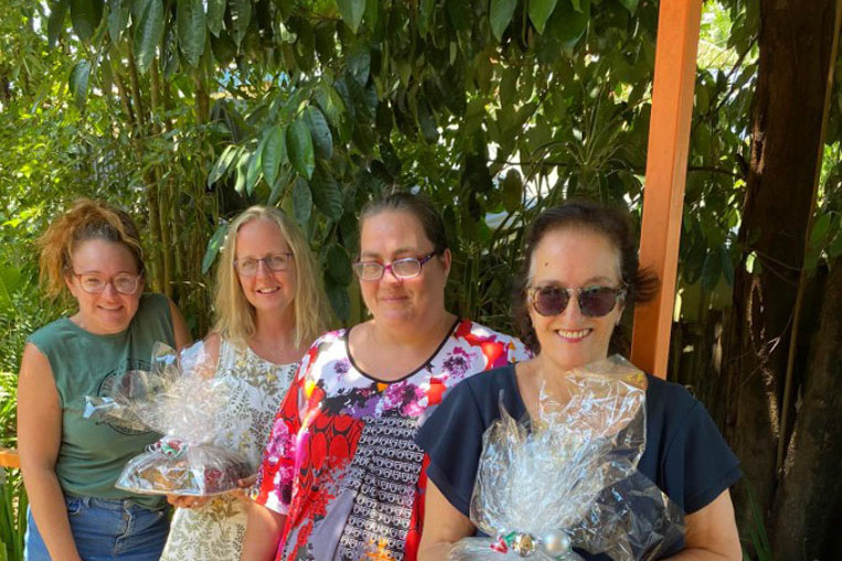 Mossman support service staff Holly Todd (left), Reanna Wickenton, Nicola Falstein and Mossman Rotary Club secretary Jan Stokes. Picture: Supplied