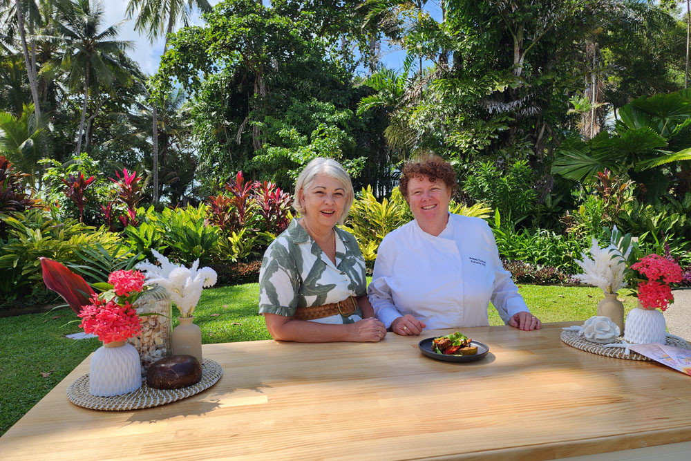 Douglas Shire Mayor Lisa Scomazzon (left) and Sheraton Grand Mirage Resort’s executive chef Belinda Tuckwell launch the 2025 Port Douglas Carnivale program. Pictures: Gary ‘Gazza’ McIlroy