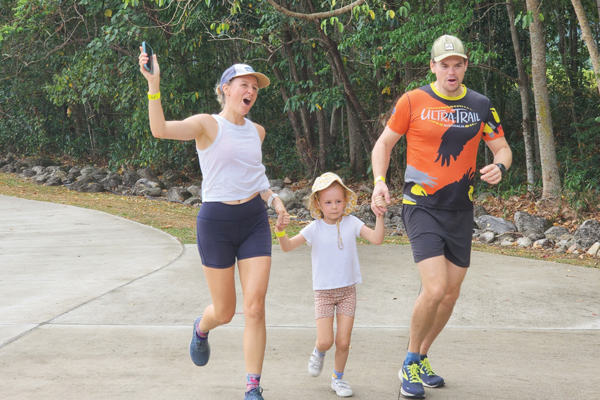 First Over The Line For The 1km ‘Deadly Dash’ at last year's run were (from left) Jojo, Juno and Simon Jackson.