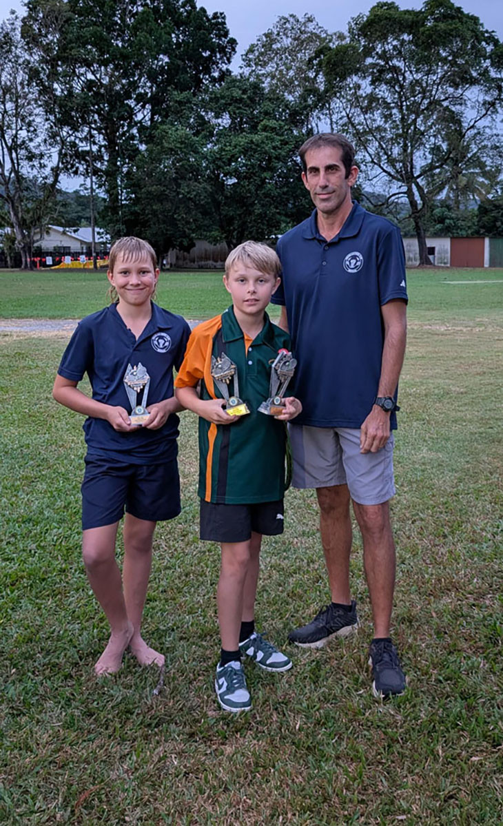 Doubles champions Ohad Farrow and Jaxon Fasano with Mr Borzi