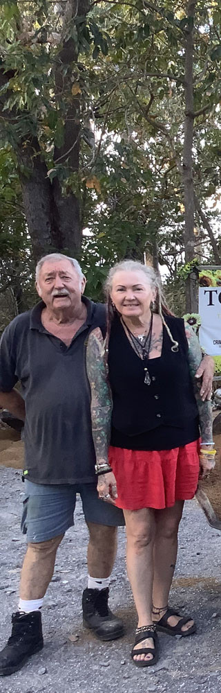 Toyah’s mother Vanessa Gardiner (right) with family friend Guppy (surname withheld) helped tidy up her daughter’s memorial at Wangetti Beach. Pictures: Supplied