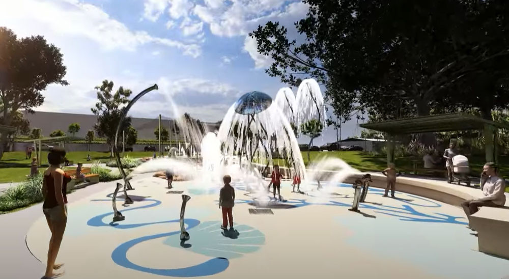 An artist’s impression of the splash park at Jalunbu Park. Picture: Supplied