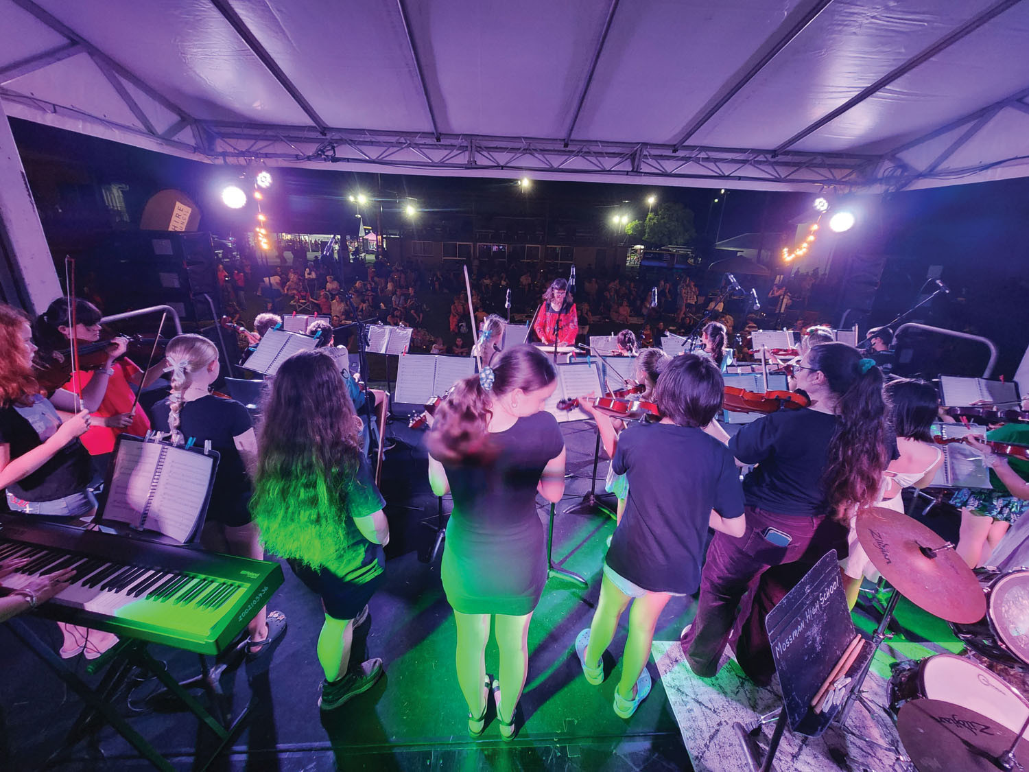 Stage view after dark.